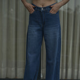 Women’s Blue Wide Leg Jeans – High Waist Relaxed Fit Denim
